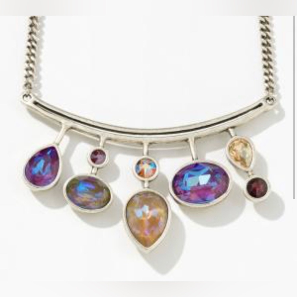 Touchstone Crystal Swarovski Autumn Delite Necklace with Multicolor Gemstones